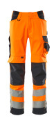 15579-860-14010 Bukser med knelommer - hi-vis oransje/mørk marine