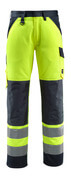 15979-948-17010 Bukser med knelommer - hi-vis gul/mørk marine