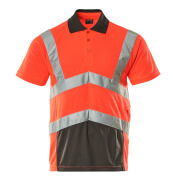50117-949-A49 Pikéskjorte - hi-vis rød/mørk antrasitt